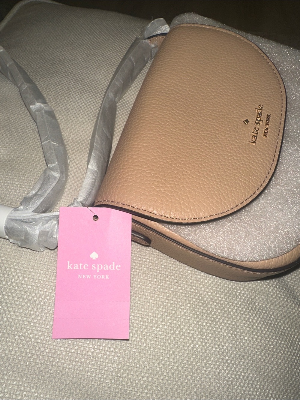 kate spade Mini Flip Crossbody Pebbled Leather in Light Fawn 200